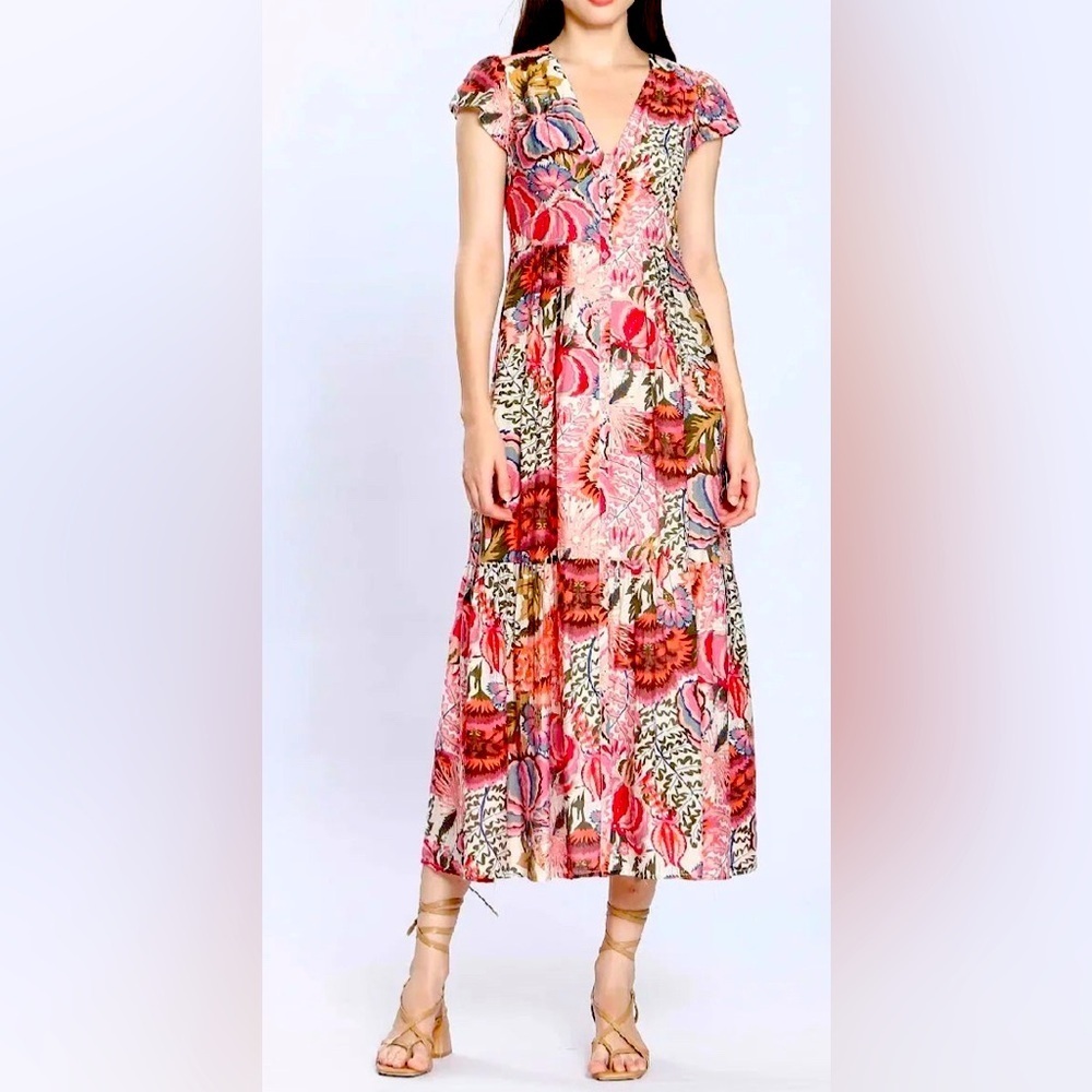See U Soon Bryony Floral Midi Dress Size XS - L Anthropologie Boho Cottage Core